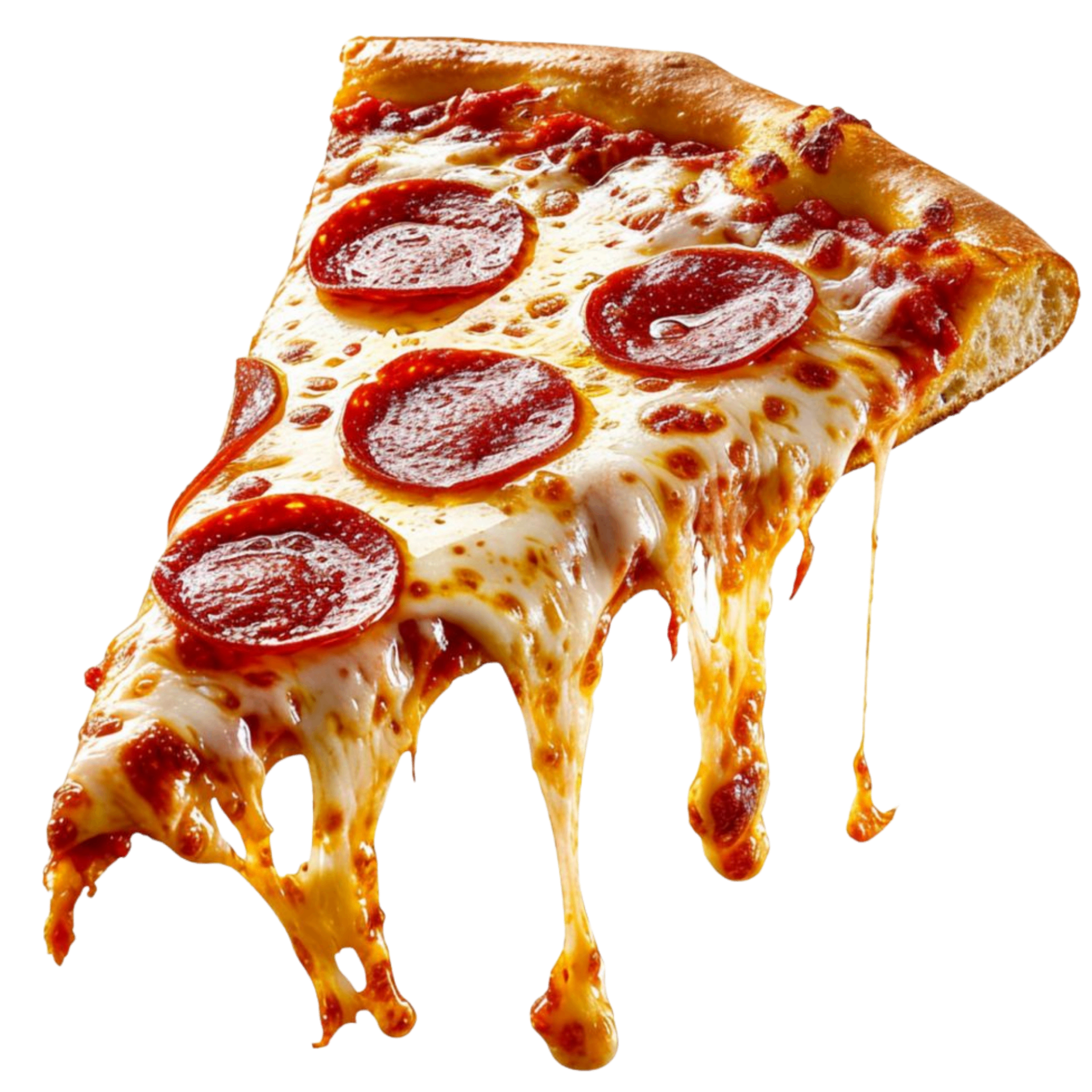 Pepperoni pizza slice with melting cheese