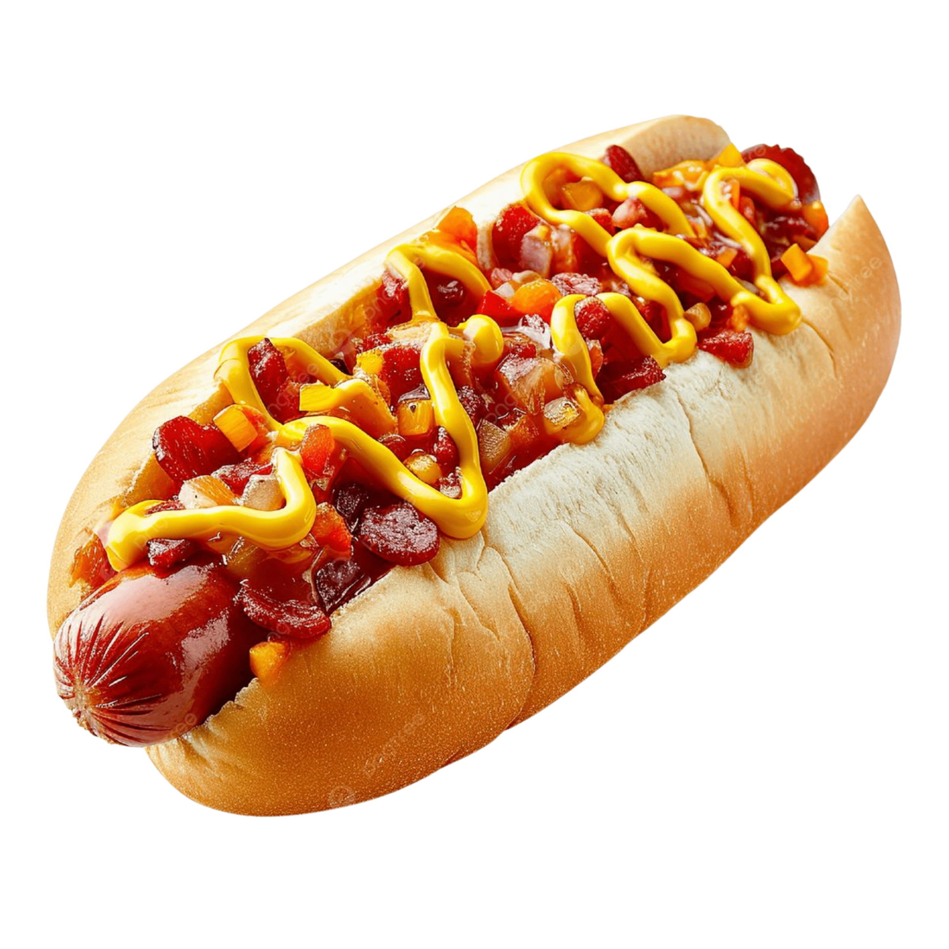 Loaded hot dog with mustard and bacon