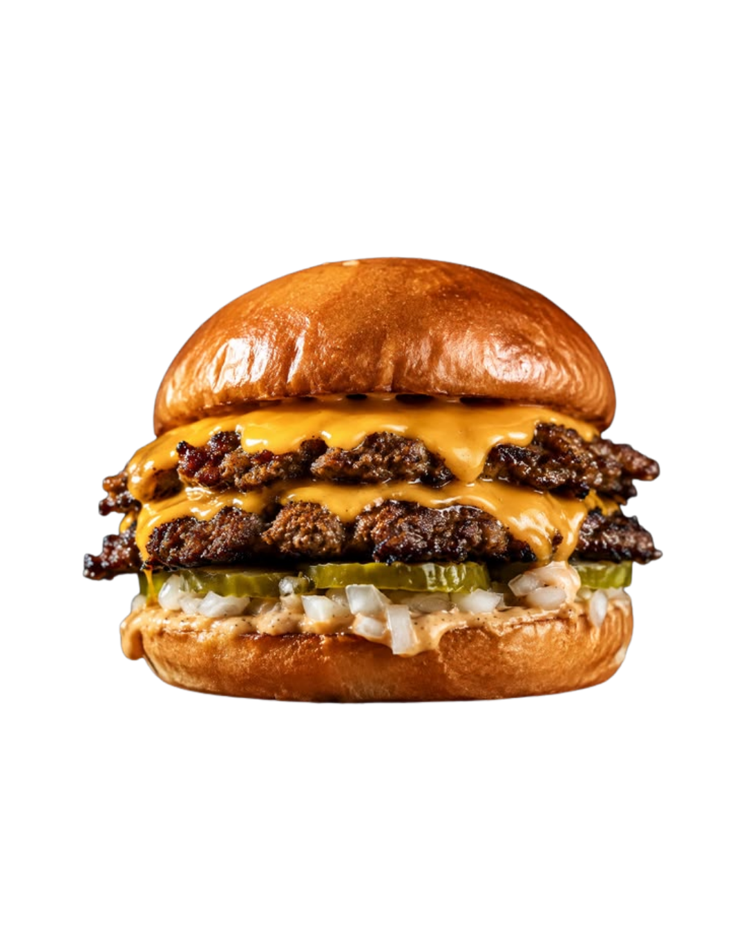 Triple smash cheeseburger